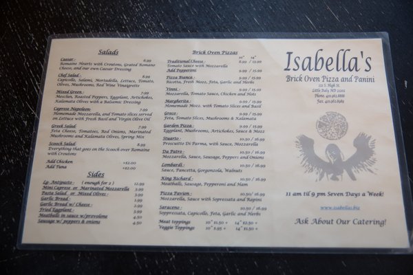 Menu photo 6 Isabella's Brick Oven Baltimore, MD Menu photo 6 Isabella's Brick Oven Baltimore, MD