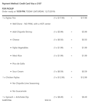 Applebee's Grill + Bar - My  receipt. - Sports Bars Near Me - Kalamazoo, Michigan