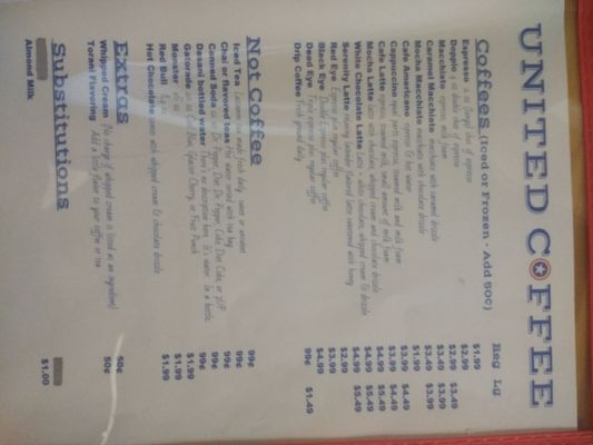 Menu photo 1 United Coffee Hemphill, TX