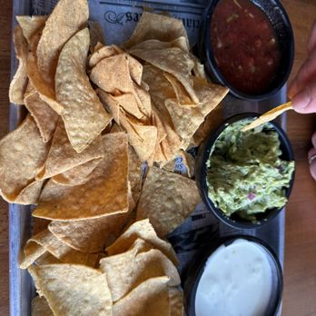 Blue Habanero - Appetizer Trio.  Irresistible salsa, guacamole, queso combo - New Mexican Cuisine Near Me - Cleveland, Ohio