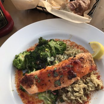 Snug Harbor - Salmon Orzo and broccoli. Delish! - American Near Me - Grand Haven, Michigan Snug Harbor - Salmon Orzo and broccoli. Delish! - American Near Me - Grand Haven, Michigan