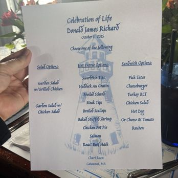 Chart Room - David Jarvis, Owner, created a custom menu for our event. - Seafood Near Me - Cataumet, Massachusetts