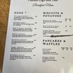 Friends Cafe And Deli - Menu
