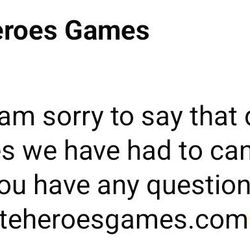 Infinite Heroes Games - Apparently, "unforeseen issues" is getting caught scalping
