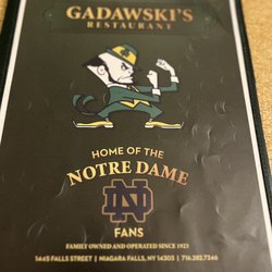 Gadawski's Restaurant - Menu front