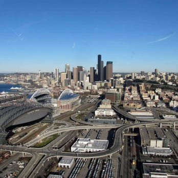 Classic Helicopter - Safeco, Qwest, and Seattle skyline - Flight Instruction Near Me - Auburn, Washington