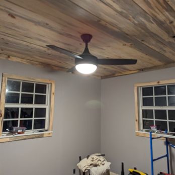 Anderson's Remodeling - Shiplap on the ceiling and left overs around the windows and doors. - Handyman Near Me