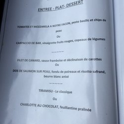 La Chaloupe - Menu