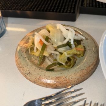 Bar Eugenie - Pickle veggies to go with the squid - Cocktail Bars Near Me - Toronto, Ontario