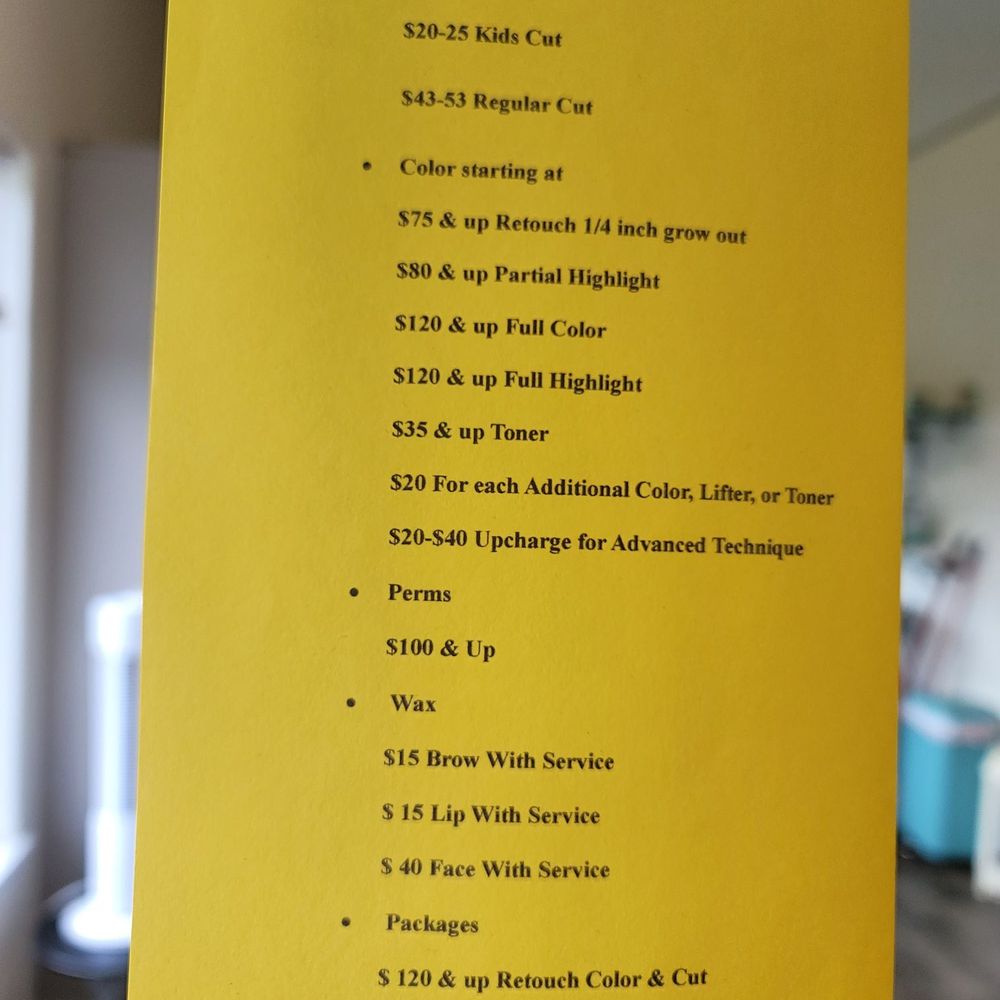 Volante Salon - Price sheet - Hair Salons Near Me - Ocean Shores, Washington