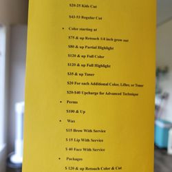 Volante Salon - Price sheet