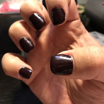 168 Nails & Spa - Full set with cool color. Uneven nails. Lifting on sides. - Nail Salons Near Me - Jacksonville, Florida