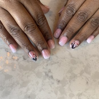 Nail Creation - Ombré dip powder with cherry blossom design - Nail Salons Near Me - Pasadena, California