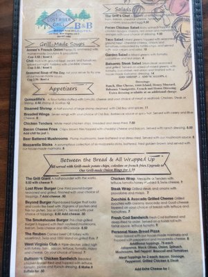 Menu photo 4 The Lost River Grill Lost River, WV