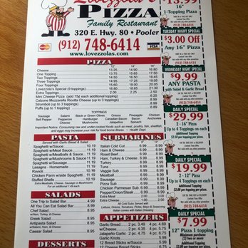Lovezzola's Pizza & Sub - Menu - Pizza Near Me - Pooler, Georgia