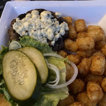 Tap House Grill - Kobe Beef Burger with bleu cheese and tots. Give me your tots, Napoleon! - Sports Bars Near Me - Palatine, Illinois