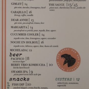 Jaguar Paw Bar - Menu sheet - Cocktail Bars Near Me - San Diego, California Jaguar Paw Bar - Menu sheet - Cocktail Bars Near Me - San Diego, California