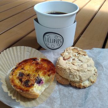 LiLLiPiES Bakery - Creme brulee/blueberry pie, almond "macaroon" (18th C term for what this is...can't recall its name in the shop), and Small World coffee. - Breakfast & Brunch Near Me - Princeton, New Jersey LiLLiPiES Bakery - Creme brulee/blueberry pie, almond "macaroon" (18th C term for what this is...can't recall its name in the shop), and Small World coffee. - Breakfast & Brunch Near Me - Princeton, New Jersey