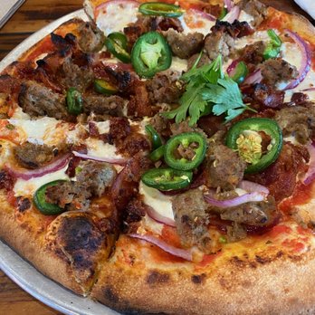Pizza Hyena - This is the UR Bacon My Balls pizza with jalapeños substituted for mushrooms - Pizza Near Me - Surfside Beach, South Carolina Pizza Hyena - This is the UR Bacon My Balls pizza with jalapeños substituted for mushrooms - Pizza Near Me - Surfside Beach, South Carolina