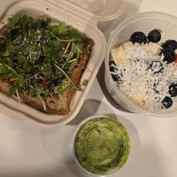Just Cut Organic Juice Bar & Fitness - Acai Bowl and avocado toast with guacamole