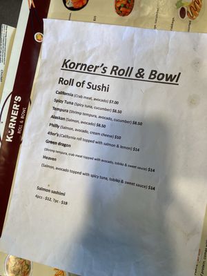 Menu photo 8 Korner’s Roll & Bowl Livermore, CA Menu photo 8 Korner’s Roll & Bowl Livermore, CA