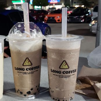 Long Coffee - Coconut milk tea. Frozen Mocha coconut and frozen cookies and cream. ALL AMAZING - Coffee & Tea Near Me - Houston, Texas