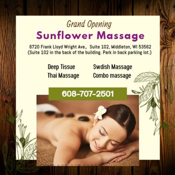 Sunflower Massage - Everyone has different traits. Part of being an individual means having your own individual shape and size,
your own stress... - Massage Therapy Near Me - Middleton, Wisconsin Sunflower Massage - Everyone has different traits. Part of being an individual means having your own individual shape and size,
your own stress... - Massage Therapy Near Me - Middleton, Wisconsin