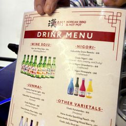 Drink menu. They have a full bar