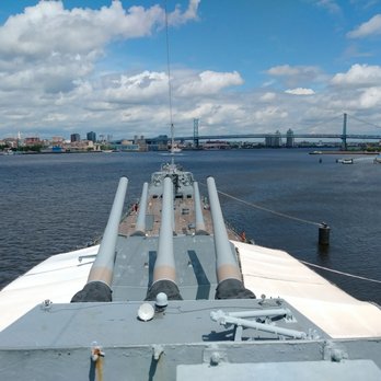 Battleship New Jersey - A straight-on view overlooking the 16-inch guns on turrets 1 and 2 - Museums Near Me - Camden, New Jersey Battleship New Jersey - A straight-on view overlooking the 16-inch guns on turrets 1 and 2 - Museums Near Me - Camden, New Jersey