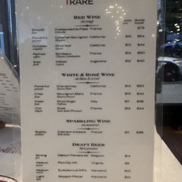 Adult beverage menu