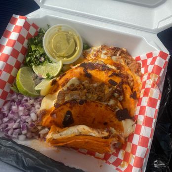 Tejas Birria - Was a first time and I highly recommend if you can't tell I haven't even ate it all I'm only 3 bites in - Food Trucks Near Me - Buda, Texas