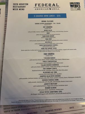 Menu photo 2 Federal American Grill Katy, TX Menu photo 2 Federal American Grill Katy, TX