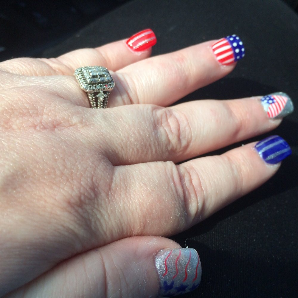 A&J Pretty Nails - Red white and blue with heart design and stars. - Nail Technicians Near Me - Shepherdsville, Kentucky A&J Pretty Nails - Red white and blue with heart design and stars. - Nail Technicians Near Me - Shepherdsville, Kentucky