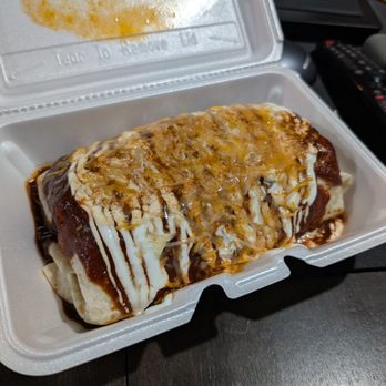 Sombreros - A big ole burrito with enchilada sauce and cheese. - Mexican Near Me - Marengo, Ohio Sombreros - A big ole burrito with enchilada sauce and cheese. - Mexican Near Me - Marengo, Ohio