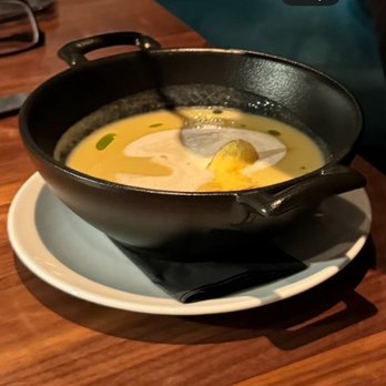 Wild Blue Restaurant + Bar - Potato leek veloute - Seafood Near Me - Whistler, British Columbia Wild Blue Restaurant + Bar - Potato leek veloute - Seafood Near Me - Whistler, British Columbia