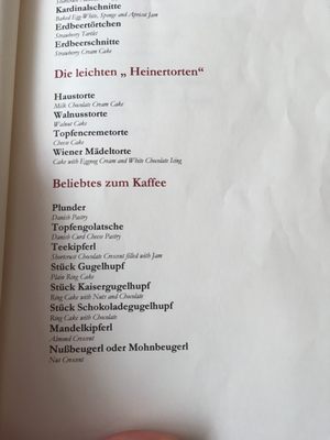 Menu photo 2 L. Heiner Vienna, 9