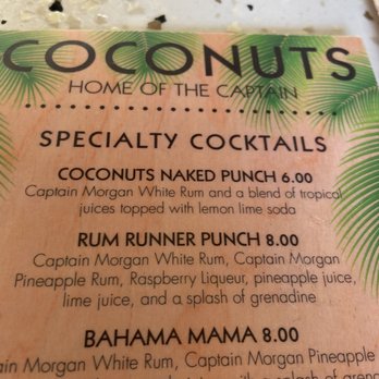 Coconuts Tiki Bar and Grill - Drink Menu - Tiki Bars Near Me - North Myrtle Beach, South Carolina Coconuts Tiki Bar and Grill - Drink Menu - Tiki Bars Near Me - North Myrtle Beach, South Carolina