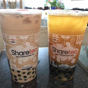 Sharetea - L to R: Okinawa Milk Tea & Mango Passion Fruit Green Tea - Bubble Tea Near Me - San Rafael, California Sharetea - L to R: Okinawa Milk Tea & Mango Passion Fruit Green Tea - Bubble Tea Near Me - San Rafael, California