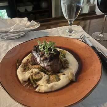 Georgia Sea Grill - Filet on blue cheese mashed potatoes with Brussels - Seafood Near Me - St. Simons Island, Georgia Georgia Sea Grill - Filet on blue cheese mashed potatoes with Brussels - Seafood Near Me - St. Simons Island, Georgia