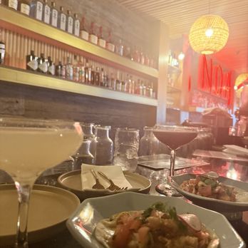 NOA by September in Bangkok - Lychee martini and chicken taco from happy Hour menu - Thai Near Me - New Haven, Connecticut