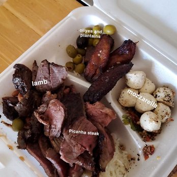 Sabor Do Brasil - Steak (picanha), lamb, beans, rice, olives, mozzarella and plantains - Brazilian Near Me - Brighton, Massachusetts