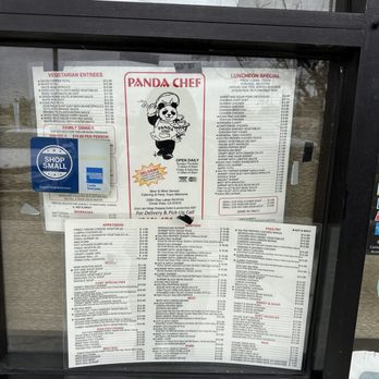 Panda Chef - outdoor menu on their window - Chinese Near Me - Chula Vista, California