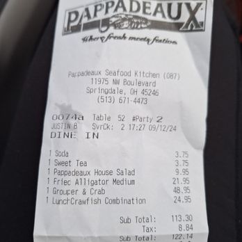 Pappadeaux Seafood Kitchen - My check - Cajun/Creole Near Me - Springdale, Ohio Pappadeaux Seafood Kitchen - My check - Cajun/Creole Near Me - Springdale, Ohio