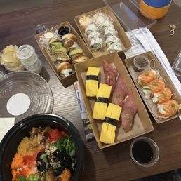 SCALLOP CUT ROLL, BLUE CRAB SALMON TRUFFLE (4PCS), FISH ROE BOWL, EEL ELL N AVOCADO CUT ROLL, EGG(TAMAGO), TUNA SCALLOP CUT ROLL, BLUE CRAB SALMON TRUFFLE (4PCS), FISH ROE BOWL, EEL ELL N AVOCADO CUT ROLL, EGG(TAMAGO), TUNA