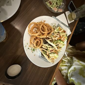 12A Buoy - Triple tail fish tacos with onion straws - Seafood Near Me - Fort Pierce, Florida