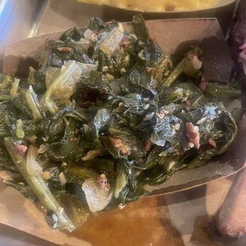 Killen's Barbecue - Collard greens...vinegar and bacon overload....3/10 - Barbeque Near Me - Cypress, Texas