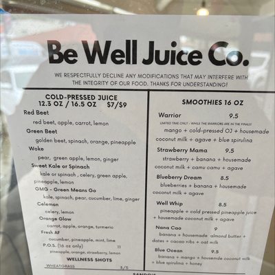 Menu photo 3 Be Well Juice San Leandro, CA