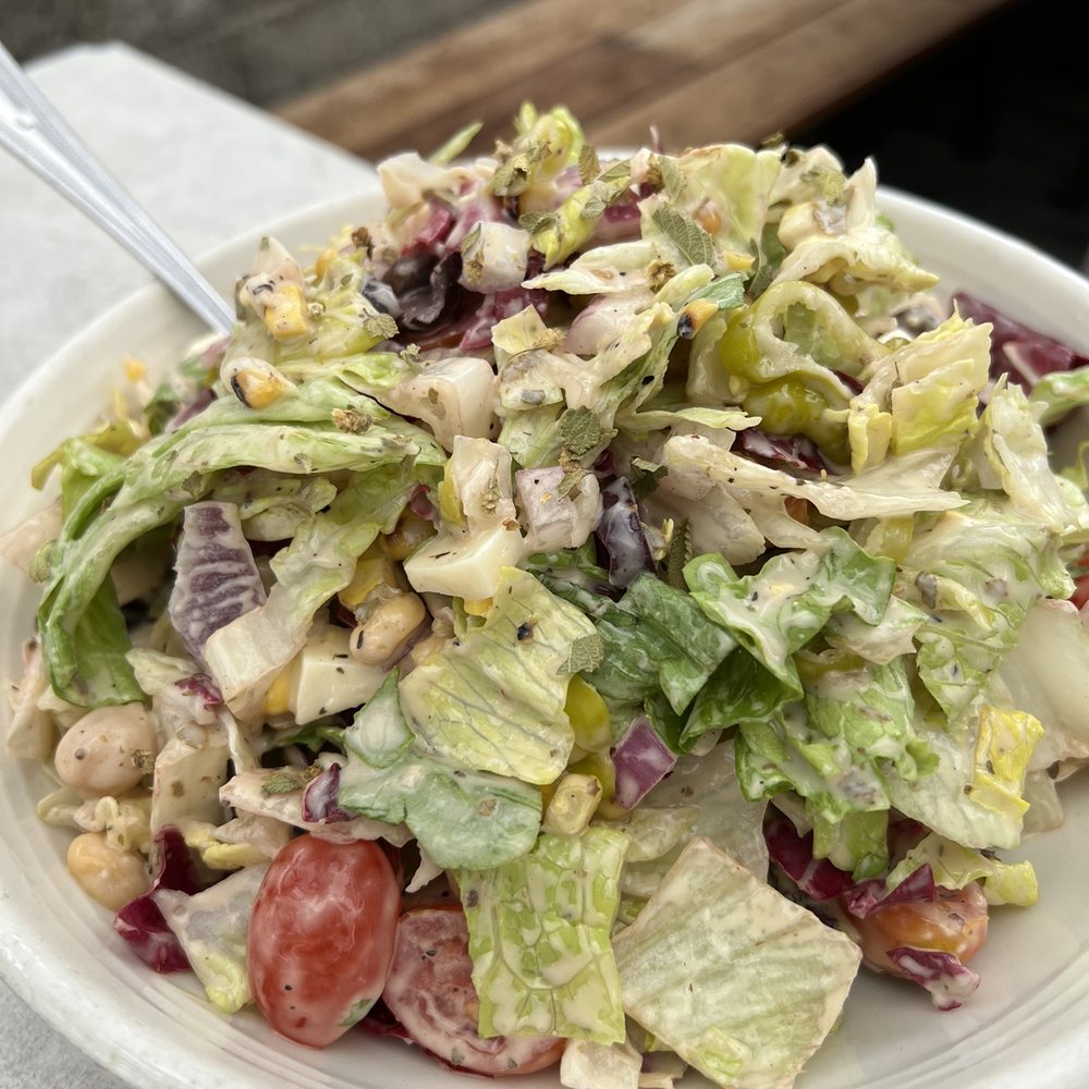Pitfire Pizza - Nice large chopped salad. Too bad it was soaking in boring Italian dressing. - Pizza Near Me - Culver City, California Pitfire Pizza - Nice large chopped salad. Too bad it was soaking in boring Italian dressing. - Pizza Near Me - Culver City, California