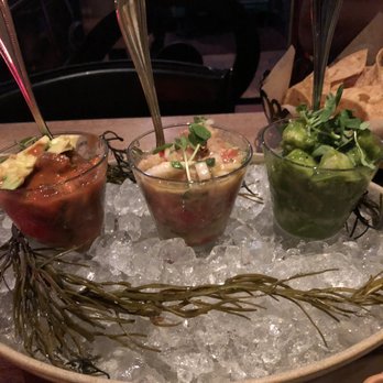 Frontera Grill - Ceviche Trio (tropical Ceviche with mango, classic ceviche, scallops and avocado ceviche) - Mexican Near Me - Chicago, Illinois Frontera Grill - Ceviche Trio (tropical Ceviche with mango, classic ceviche, scallops and avocado ceviche) - Mexican Near Me - Chicago, Illinois