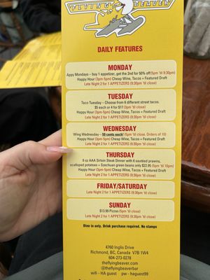 Menu photo 4 Flying Beaver Bar Richmond, BC